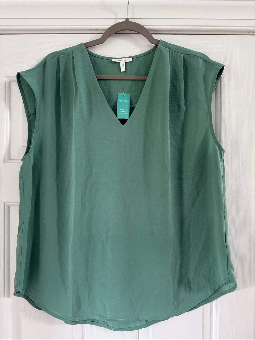 Maurices Sage Green V-Neck Cap-Sleeve Tank